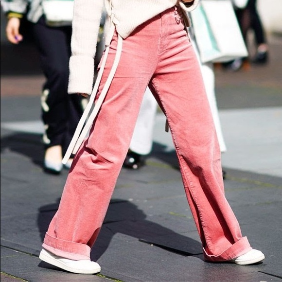 high waisted pink corduroy pants